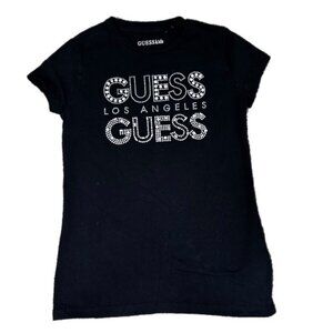 Guess Girl's Rhinestone Embellished T-Shirt Black and Silver Size 10 NWOT
